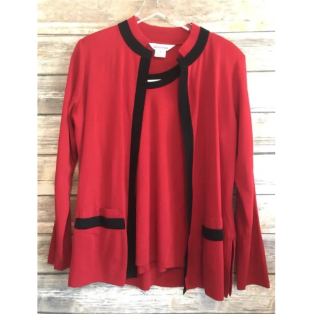 Exclusively Misook | Red Two Piece Tank + Cardigan